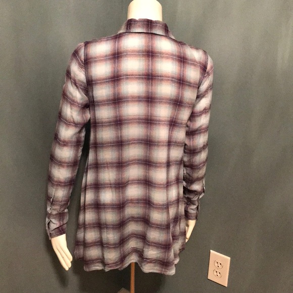 Free People cotton loose plaid flowy button down - Picture 4 of 6